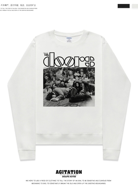 秋冬ins圆领卫衣潮牌欧美摇滚乐队印花男女长袖上衣大门the doors