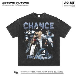 Chance The Rapper美式水洗做旧复古宽松男女中性打底潮牌上衣新