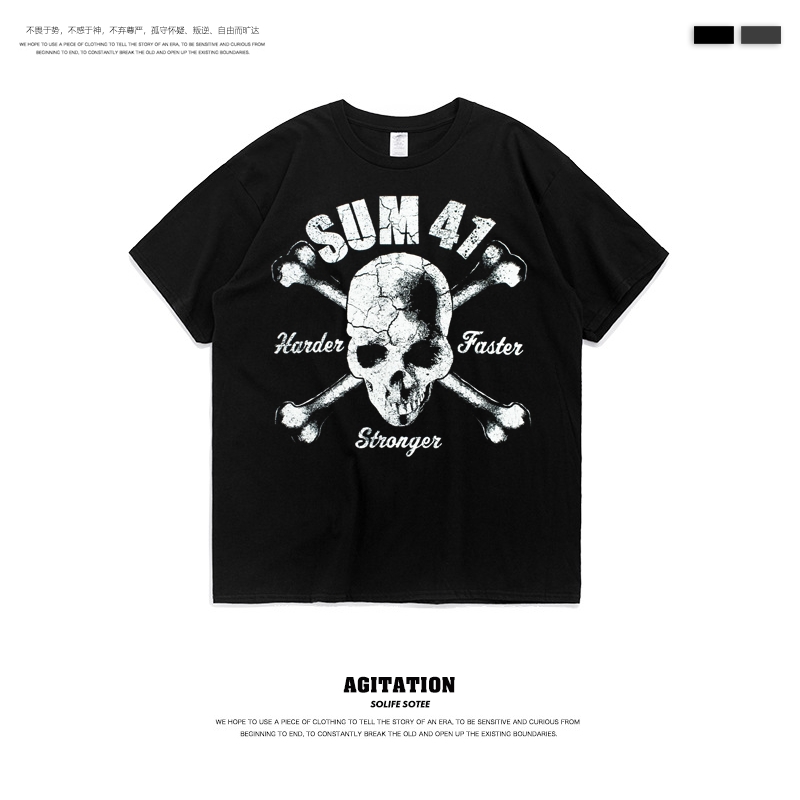 朋克欧美高街ins中性打底印花t恤