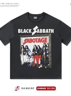 blacksabbath黑色安息日高街摇滚英伦金属短袖T恤宽松潮oversize
