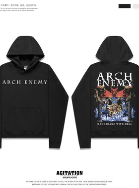 摇滚连帽卫衣大敌Archenemy摇滚宽松潮牌休闲男女ins新款学生上衣