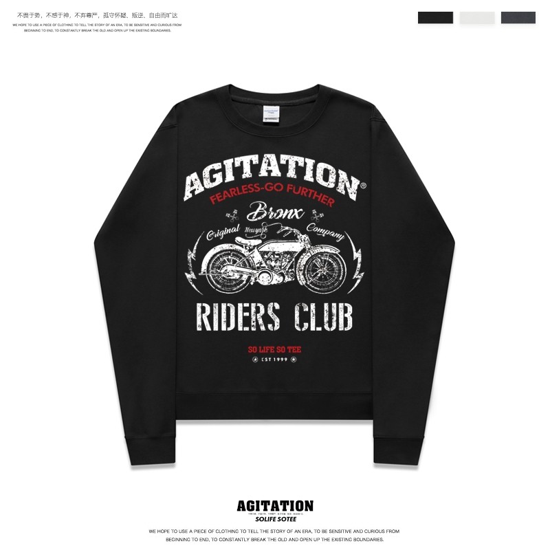 欧美高街美式圆领卫衣帽衫长袖