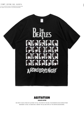 复古披头士乐队beatles经典四人纯棉圆领短袖T恤男女中性夏季潮品