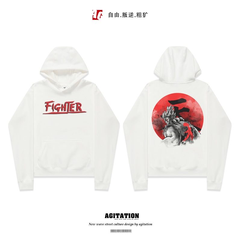 秋冬高街卫衣男圆领外套潮流ins百搭潮牌印花宽松青少年长袖街霸