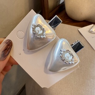 新款 珍珠爱心发夹女侧边刘海夹子头饰发卡鸭嘴夹发饰海边千金碎发