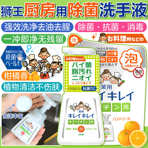 日本狮王厨房去油去腥除菌洗手液