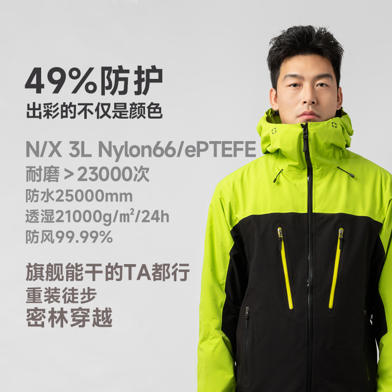 时尚拼接设计 O2透氧 舒适型3L硬壳冲锋衣男女户外徒步 -  ZT1153