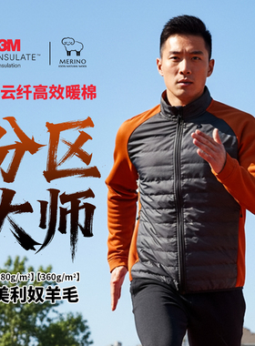 男女美丽奴羊毛3M云纤棉分区拼接高性能保暖弹性运动棉服-1177-2A