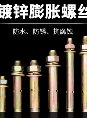 铁镀锌膨胀螺丝6mm外膨胀螺栓加长拉爆国标爆炸螺钉M6M8M10M12M14