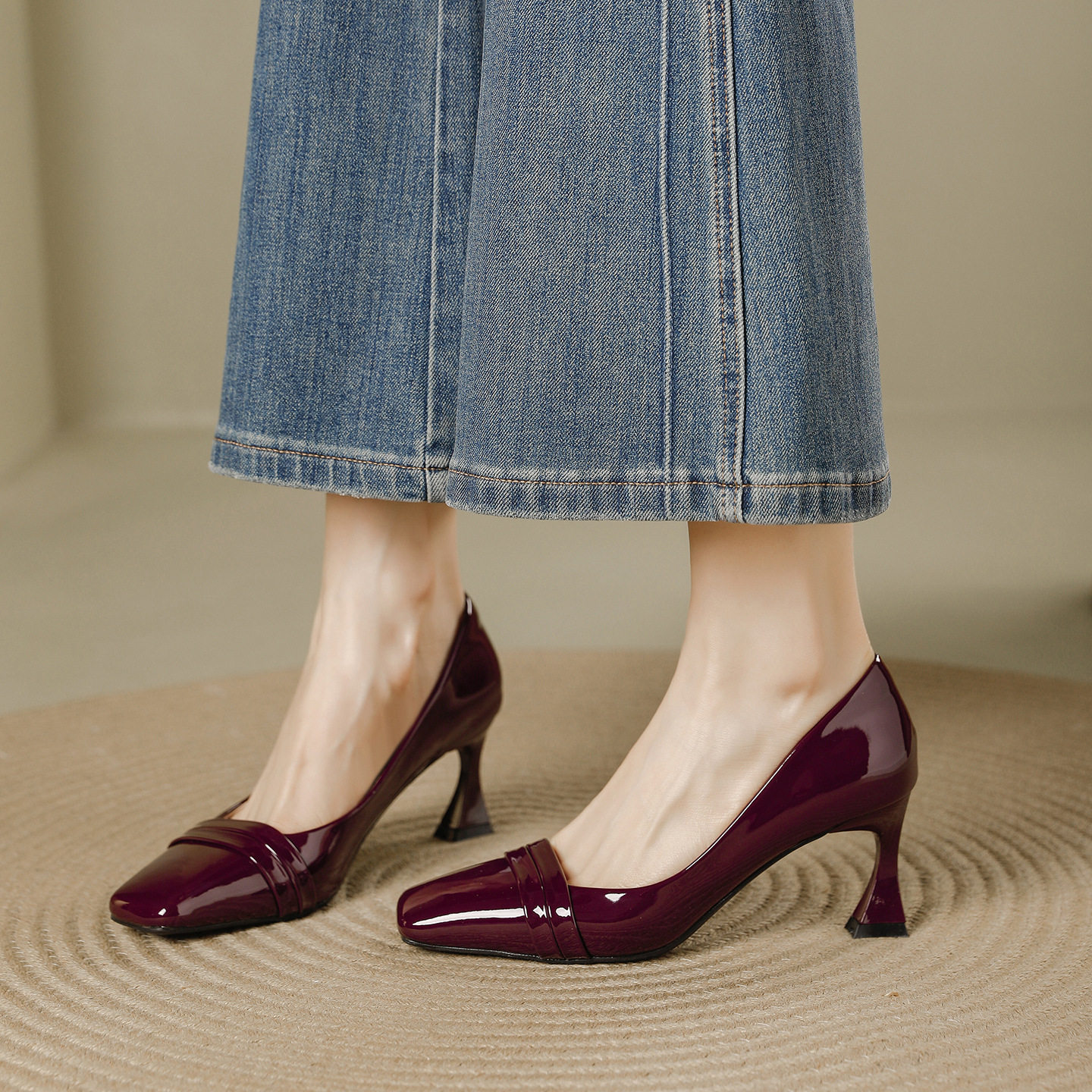 法式浅口单鞋女细跟尖头2026春季新款漆皮简约百搭通勤工作高跟鞋,女鞋,浅口单鞋,淘宝优惠券,粉丝福利购,淘宝优惠卷