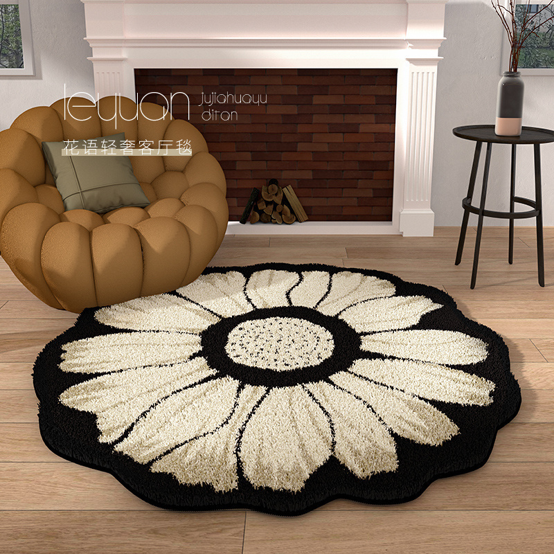 仿羊绒花朵异形地毯家用卧室床边毯梳妆台写字台地垫不规则衣帽间