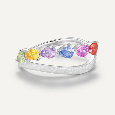 天然彩蓝宝石排戒宝创集18k金