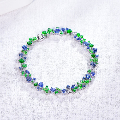 18K金天然蓝宝石沙弗莱手链