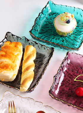 水晶玻璃无铅厚实小吃干果盘零食甜品点心高透精致餐盘子沙拉碗碟