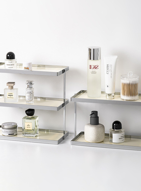 简约三层化妆护肤品香水收纳架厨房调料置物架桌面杂物手办整理架