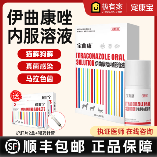 伊曲康唑口服液猫癣真菌肤曲康猫狗癣宠物真菌皮肤病耳螨内服溶液