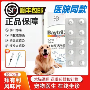 德国拜耳拜有利风味片兔子犬猫宠物消炎抗生素尿闭膀胱炎尿血抗菌