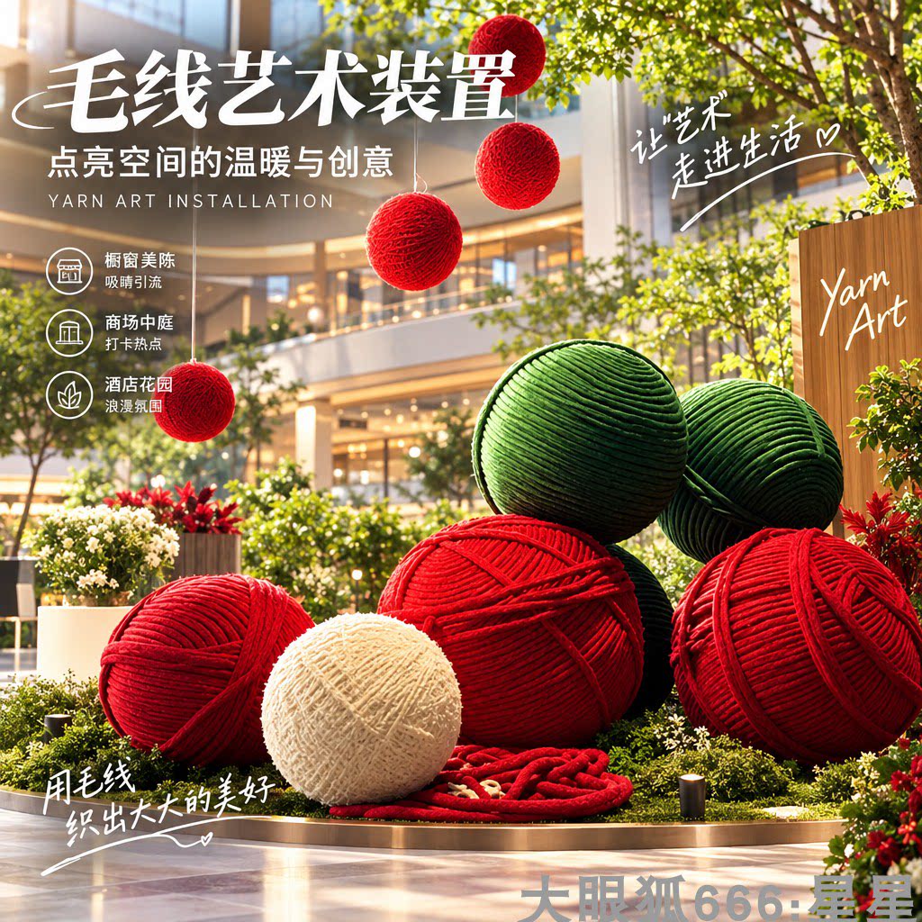 巨型毛线球网红打卡美陈装饰摆件图片