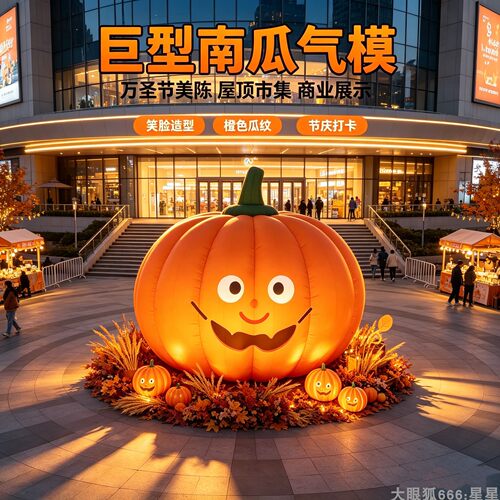 万圣节发光南瓜巨型充气气模美陈
