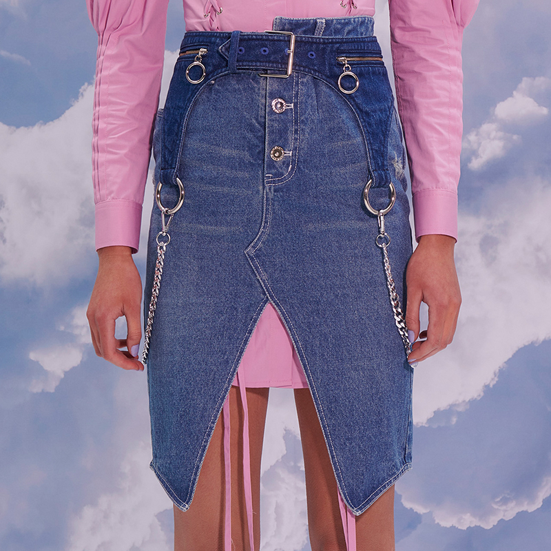 春夏新款chrisou by dan欧阳丹高腰开叉牛仔裙女不对称半身裙|msdalam kategori Butik wanita / wanita, skirt - dari Buy2taobao.com untuk memberikan perkhidmatan ejen Taobao profesional membeli
