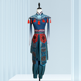 古风民族舞蹈服装演出服女满庭芳群青剧目服翎子舞演出服艺考定制