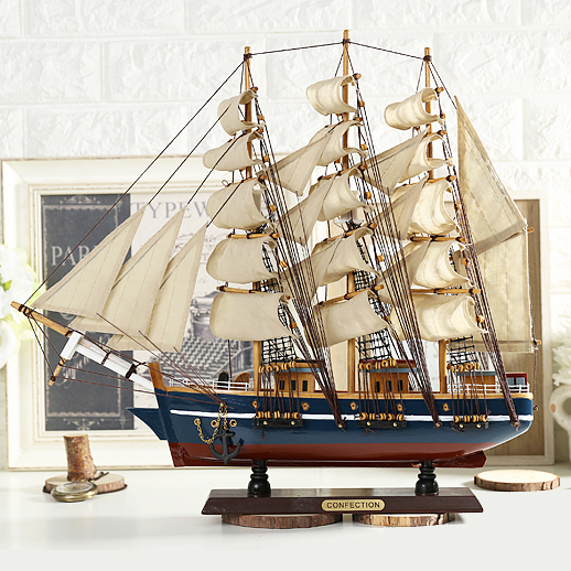 一帆风顺帆船模型摆件实木纯手工仿真工艺船家居酒柜玄关装饰品