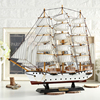 Mediterranean Sea Sailboat model solid wood Decoration Home Furnishing decoration woodiness manual simulation gift Everything is going smoothly