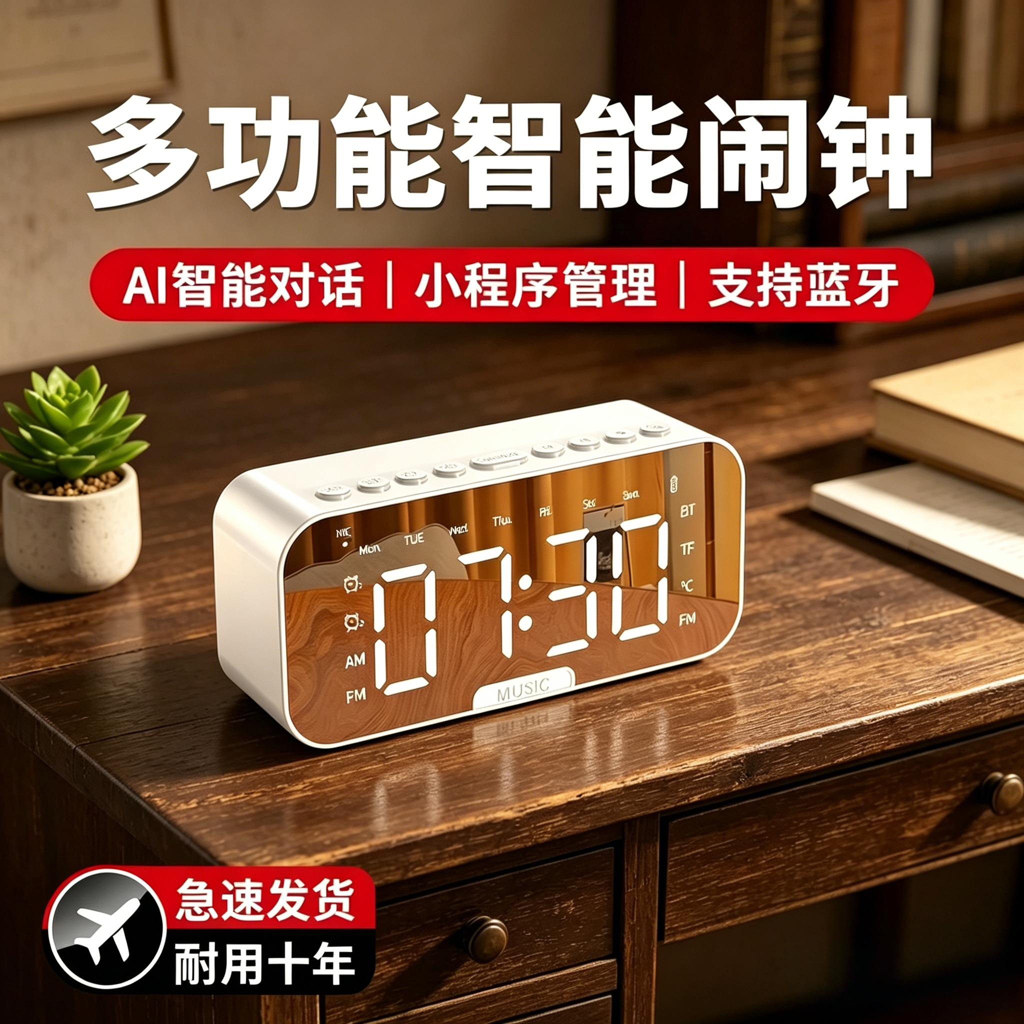 德国进口智能蓝牙音响电子多功能时钟学生起床闹钟神器无线高音质