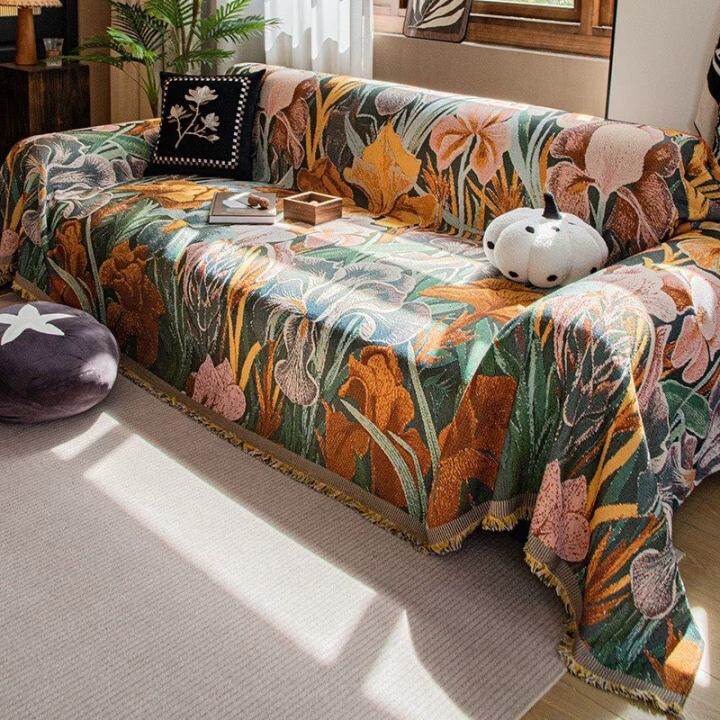 复古美式沙发盖布秋冬加厚轻奢高级感2024新款沙发套罩巾全盖沙发