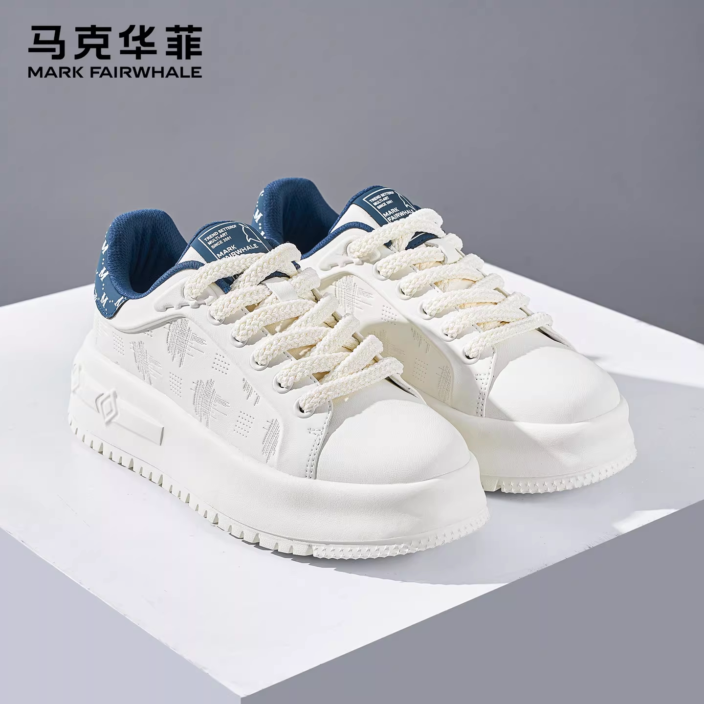 马克华菲2026新款小白鞋男春季板鞋男士透气男鞋增高休闲鞋子男款