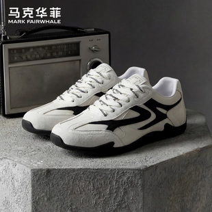 马克华菲2026春季新款赛车德训鞋男小白鞋网面透气休闲鞋情侣板鞋