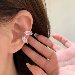 韩系小众设计闪钻树叶耳夹简约时尚 新款 高级感_XJ 下单立减50