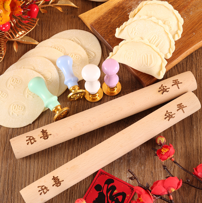 【下单立减50】家用擀面杖创意福财印花面食不粘烘培包饺子_F
