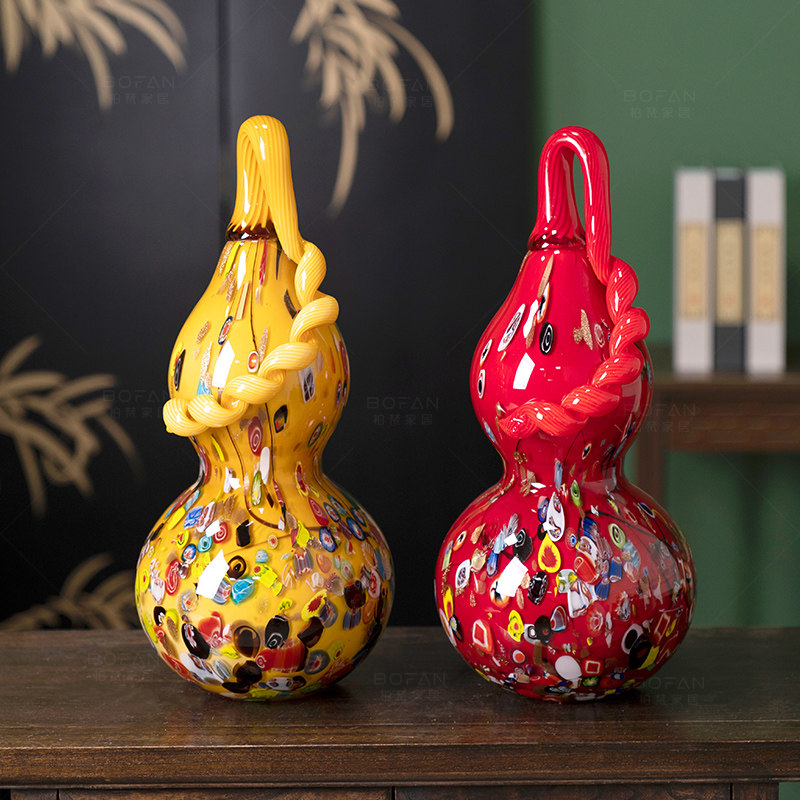 柏梵轻奢琉璃葫芦摆件工艺品高档玄关客厅福禄招财开业乔迁礼品
