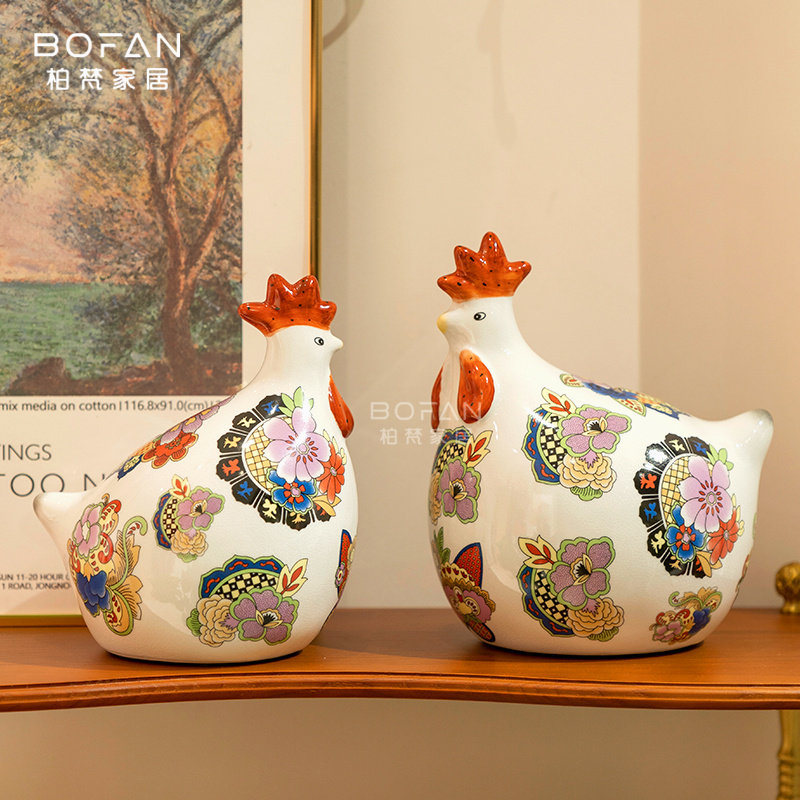 柏梵陶瓷工艺品摆件客厅酒柜欧式现代家居装饰招财鸡桌面摆件,家居饰品,桌面摆件,淘宝优惠券,粉丝福利购,淘宝优惠卷