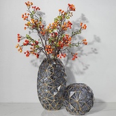 柏梵现代简约轻奢描金边透明玻璃花瓶摆件客厅茶几玄关插花摆设