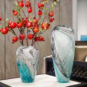 柏梵落地玻璃花瓶高档玄关轻奢客厅家居插花艺术琉璃花器装 饰摆件