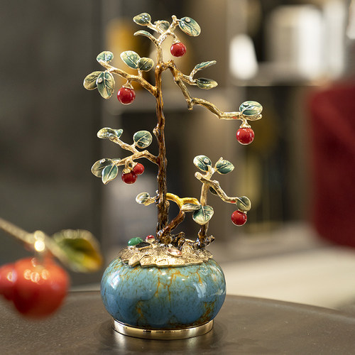 柏梵珐琅彩聚宝盆摆件高级感