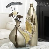 柏梵欧式 饰品摆设家居工艺品 陶瓷花瓶摆件高级感酒柜玄关客厅装