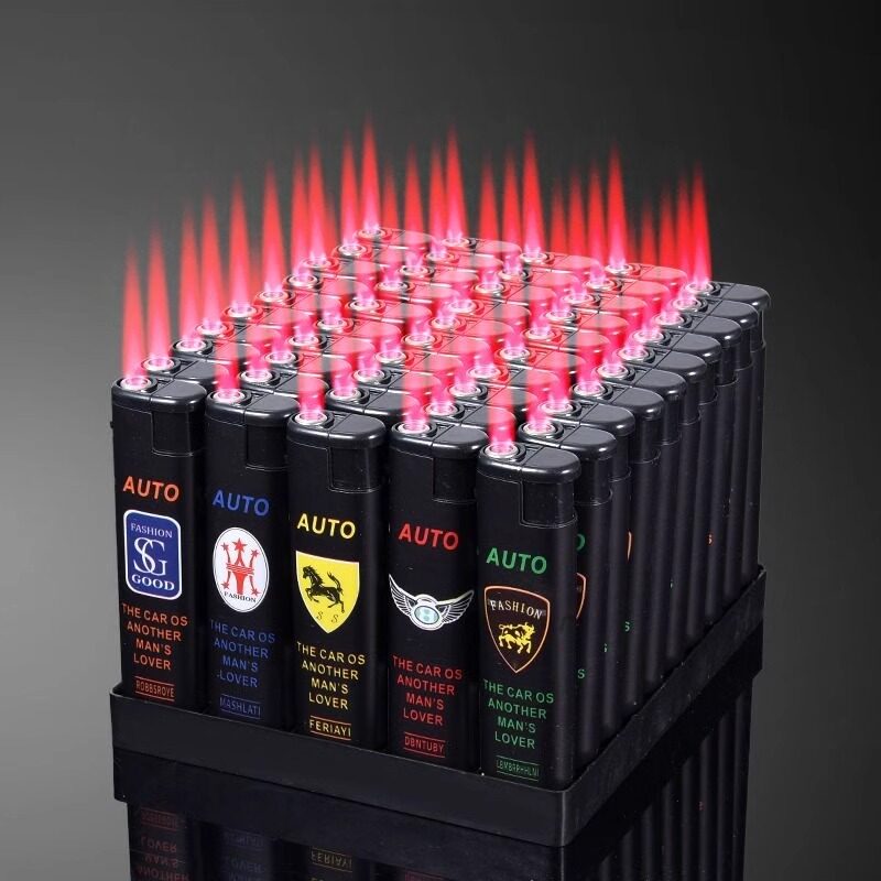 50支批发防风打火机普通家用明火一次性特价批发商超市美女塑料