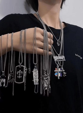 嘻哈阳光帅气太钢长款项链男时尚吊坠校园百搭可爱生日礼