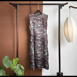 长裤 无袖 桑蚕丝香云纱新中式 吊带裙8835 西西专属