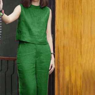 two 兩件套女 pants 休閑套裝 女寬松T恤長褲 set無袖 shirt piece