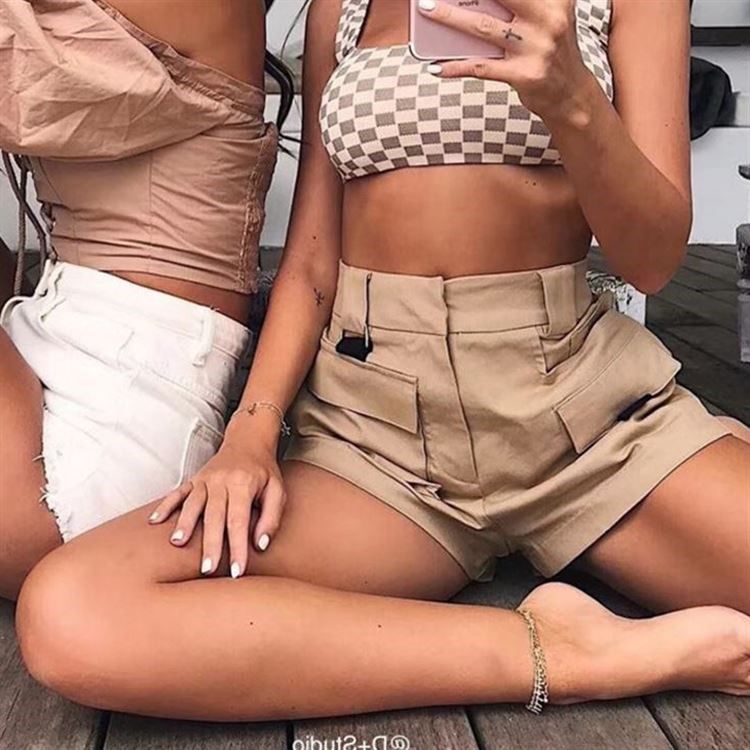 欧洲站欧美网红款口袋休闲短裤送腰带军工装百搭热裤女夏shorts