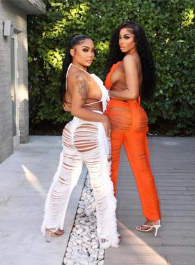 2022 Women's Sexy Tassel Knitted Pants Set 针织裤套装