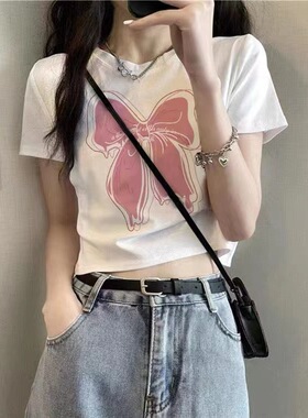 2023summer women sexy short print t shirt ladies blouse tops