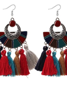 Bohemia Sector Tassel Drop Dangle Woman Fashion Earrings