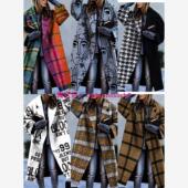 color woolen blocking 2023 plaid printed coat 印花呢子大衣