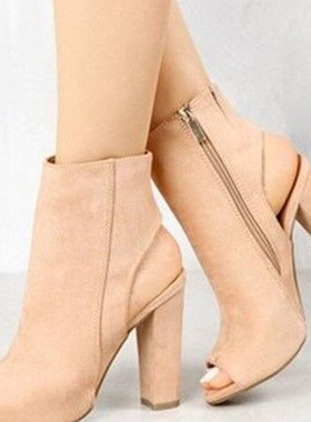 Big size 41 42 43 High heel mouth boots 高跟鱼嘴短靴大码43