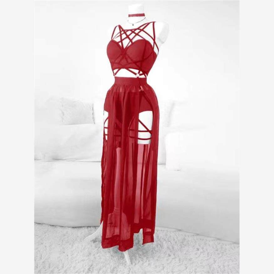 欧美辣妹风女装个性绑带文胸内裤透视半身裙酒吧夜店表演性感套装
